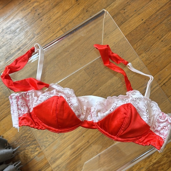 NWT $113 2-PC SET HAH After Hours Satin Lace Bra Red 30-38C & Fly Girl Panty MED - Picture 10 of 12